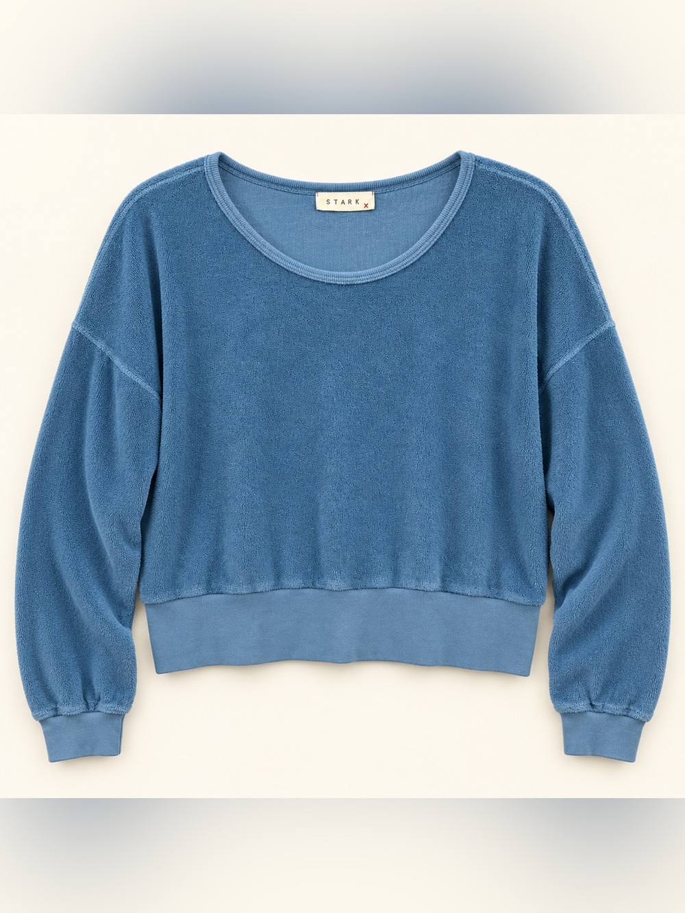 Stark X Blue Terry Cloth Cropped Pullover Sweatshirt Women’s Size S